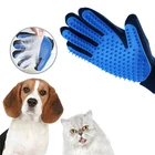 Five Finger Design Hair Remover Blue Massage Dog Pet Grooming Glove