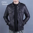Black Men'S Genuine Lamb Leather Biker Jacket