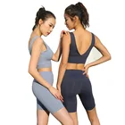 Wholesale Custom Gym Wear Womens Workout tank top and shorts set ladies gym crop top sports shorts sweat sets for women