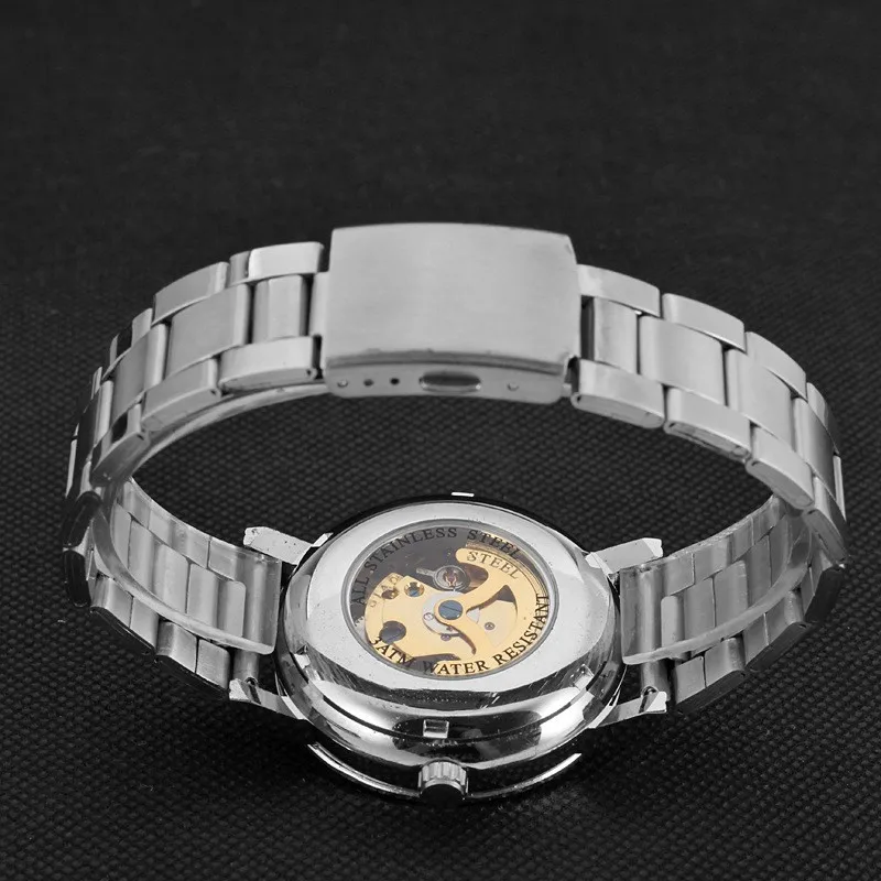 New Silver Watches Luury Brand Men's Fashion Automatic Embossed Skeleton Man Mechanical Watches relogio masculino Relojes