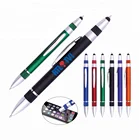 1 tool function souvenir gift two tips stylus ball pen with silver sprayed trims metallic colored barrel for business office