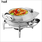 High quality kitchen equipment restaurant glass window round chaffing dishes stainless steel food warmer for catering