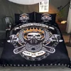 Mechanical Skull Bedding Set Gears Print Gothic Duvet Cover Set Black 3pcs Hell Riders Bedclothes
