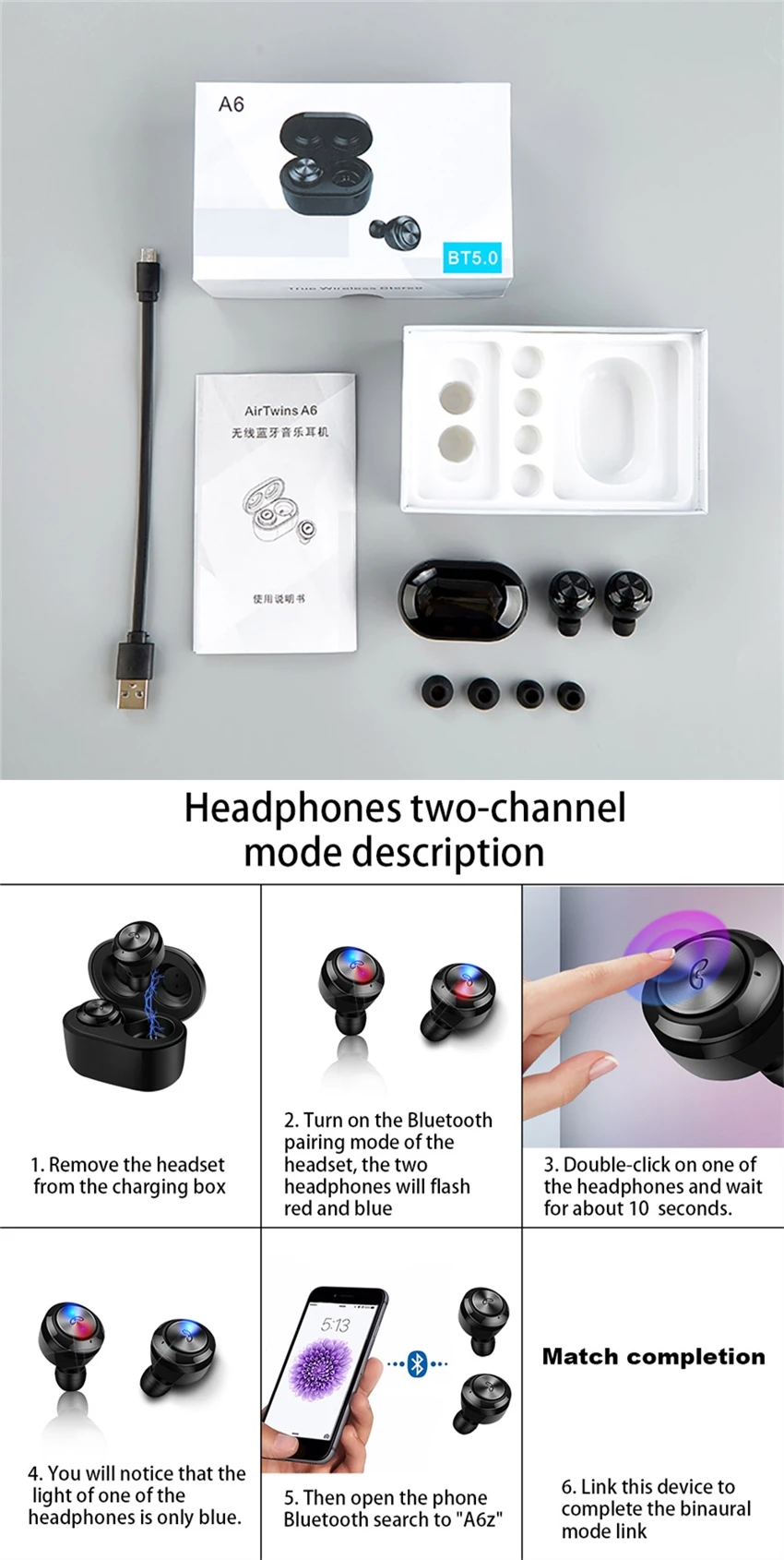 Air Twins A6 TWS Wireless Earphone i18 tws earbuds 5.0 bluetooth Auricular Stereo Headset With Microphone - ANKUX.COM