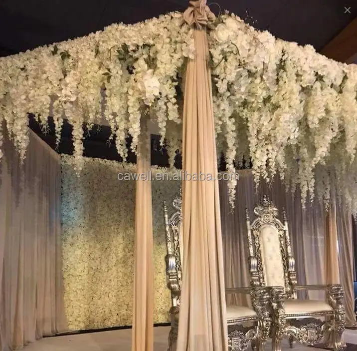 Yüksek kaliteli beyaz uzun ipek yapay wisteria çiçek düğün dekorasyon için