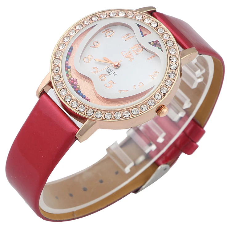 new rose gold casual watches women rhinestones quartz watch 2015 luxury brand Dress Watches fashion leather women wristwatches