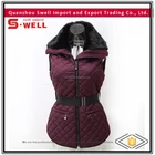 Wholesale customized winter women padding vest with fur collar