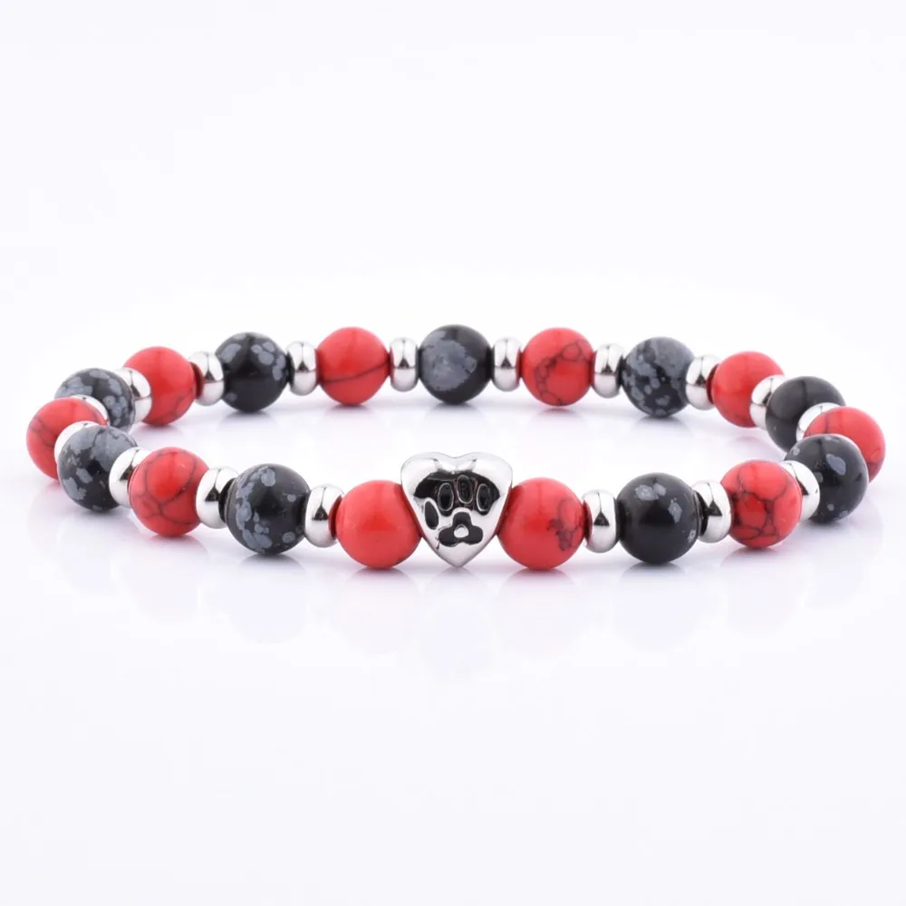 Hot Fashion Newest Heart Shape Silver Charm Red Turquoise Stone Bracelet