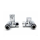 UK 1/2 15mm Corner Dual Fuel Set Chrome Radiator Valves Towel Rail heating element Lockshield