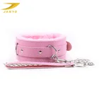 Customized pet accessories DIY pink leather dog collar