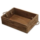 Retro uncovered wooden food storage box wine bottle crate custom store decoration wooden supermarket display box