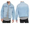 new Long Sleeve Metal Button Plain Unisex cotton Denim Jacket for men