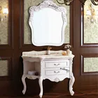 classic oak wooden bathroom furniture marble top with basin bathroom cabinet European style furniture