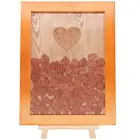 Nature Wooden Frame Wedding Guest Book Alternative with 90pcs Wooden Drop Hearts Include Wood Stand