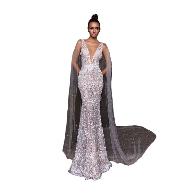 Latest 2019 Lace Pattern Bridal Gowns Long Mermaid Wedding Dress