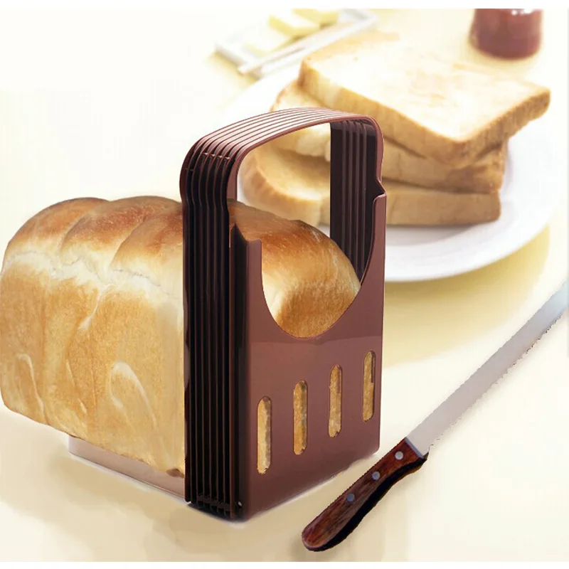 2017 New EU Design ABS+Plastic Foldable cozinha Bread Slicer for Bread/ loaf/ toast Cutting-cuts Even Slices Free Shipping