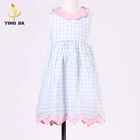 high quality summer lattice clothes cotton woven baby girl dress