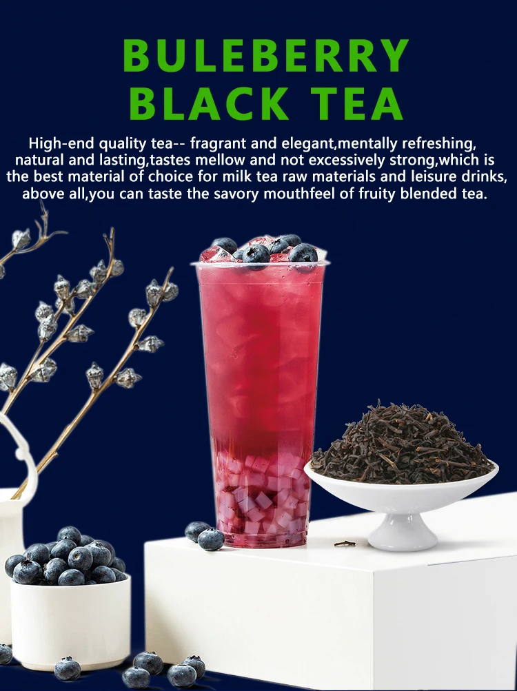 halal taiwan organic blueberry black bubble pearl milk tea raw