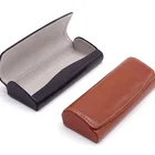 Brown semi glossy leather eye glass case / fashion custom glasses bags / classic black eyewear case and cloth