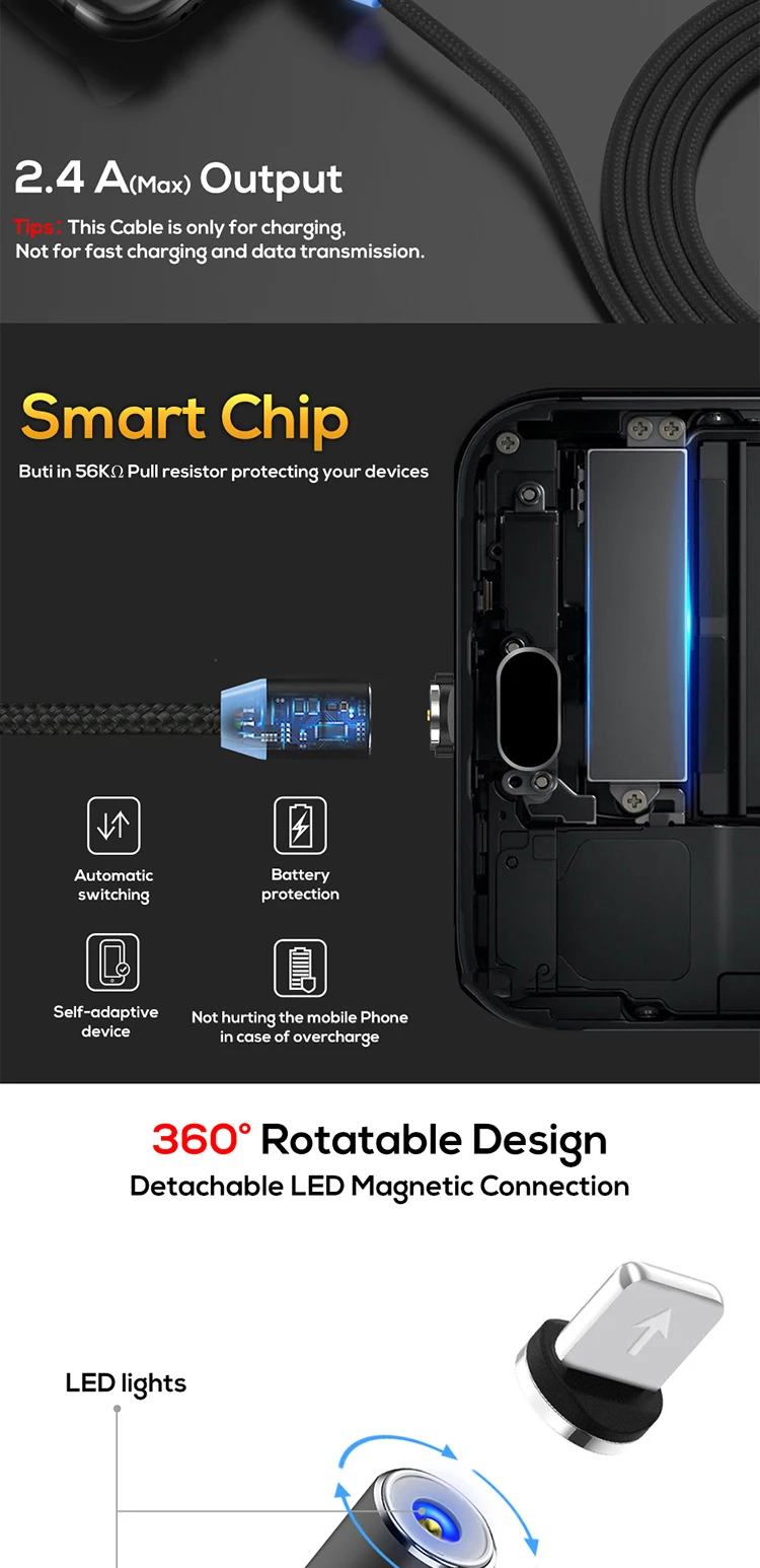 High Quality Nylon round magnetic cable for iphone - ANKUX.COM