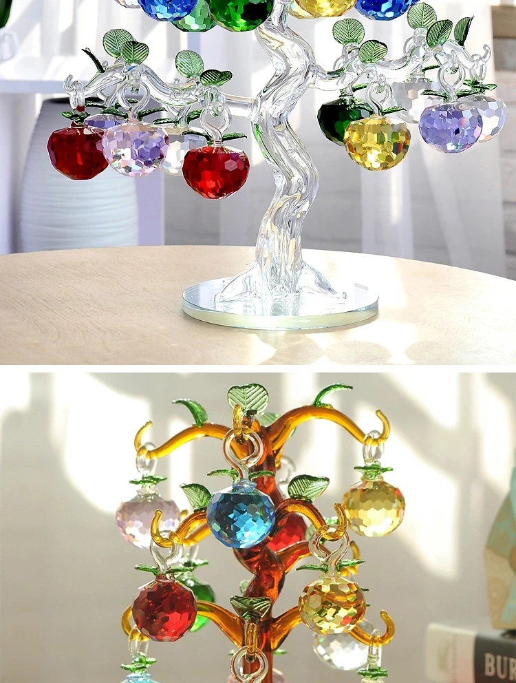 factory handmade k9 crystal glass christmas apple tree for home