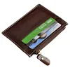 Boshiho Men Handmade Minimalist Slim Leather RFID Wallet Credit Card Holder With Zip Coin Pocket