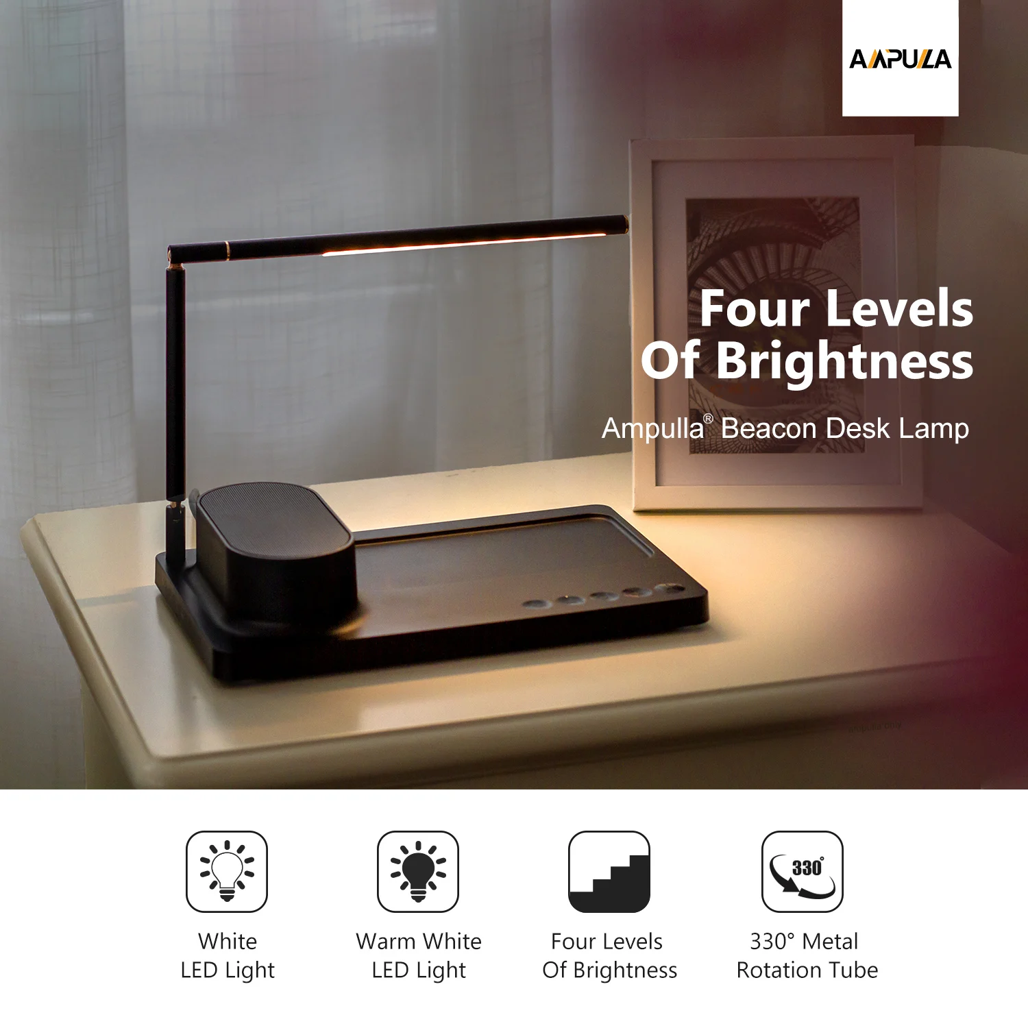 Masdio Beacon Wireless Charging Table Lamp with Wireless Speaker for Deep Bass Music - ANKUX.COM