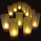 Warm White LED Flamless Tealight candle with Votive Holder/ LED plastic Tealight candle with holder