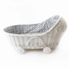 Handmade woven wicker baby moses basket with handle