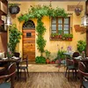 Project theme customize make you feel walk through a sweet town restaurant wallpaper 3d flower door window classical mural