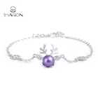 Handmade Accessories Sterling Silver Jewelry Antler Snowflake Pearl Bracelet Christmas Bracelet