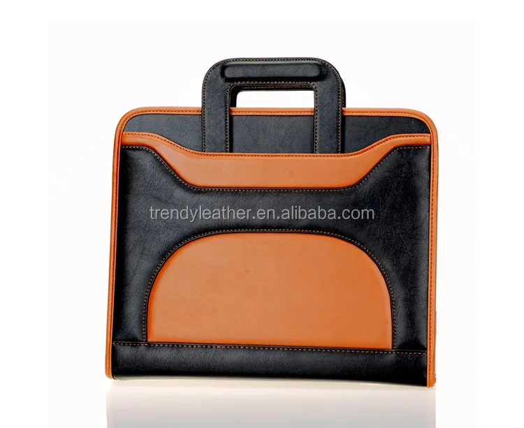 custom different designs a4 leather portfolio case, leather
