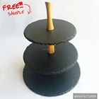 Natural black slate 3 tier cake stand for wedding