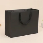 Promotional paperbag black famous brand paper bag, wholesale paper shopping bag for garment