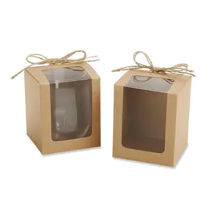 recycled paper packaging die cut gift boxes with clear window