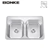 31 Inch Bonke Premiere Gourmet 18 Gauge Stainless Steel Topmount Double Bowl Strainer Household Kitchen Sink
