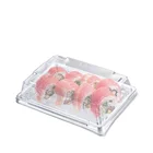 Easy Green PET disposable plastic sushi disposable white plastic plate/tray with anti-fog clear lid