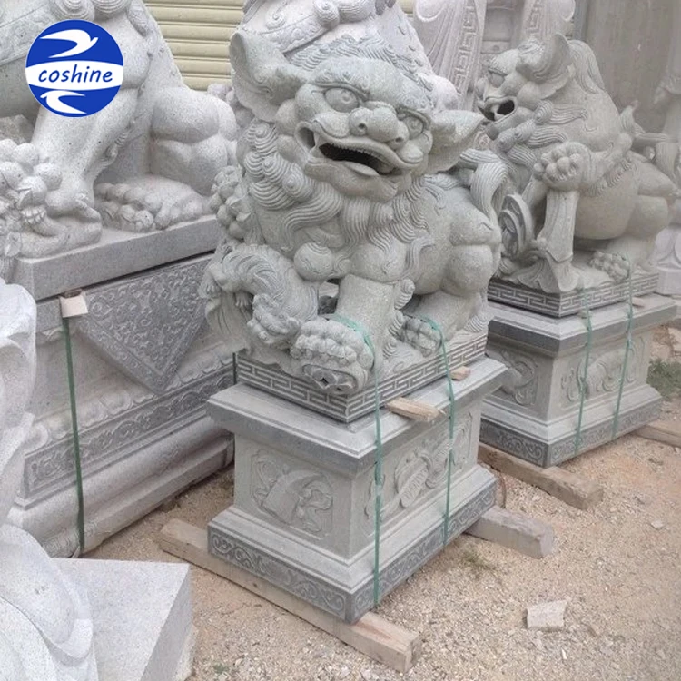 Sculpté à la main chinois foo/fu chien granit statues en pierre