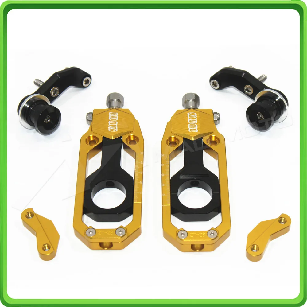 Motorcycle Chain Tensioner Adjuster with bobbins kit for Yamaha FZ1 2006 2007 2008 2009 2010 2011 2012 2013 2014 2015 Gold&Black (11)