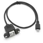 Free sample Micro USB 5 Pin Male to USB B Female Panel Mount cable with Screws 30cm 50cm