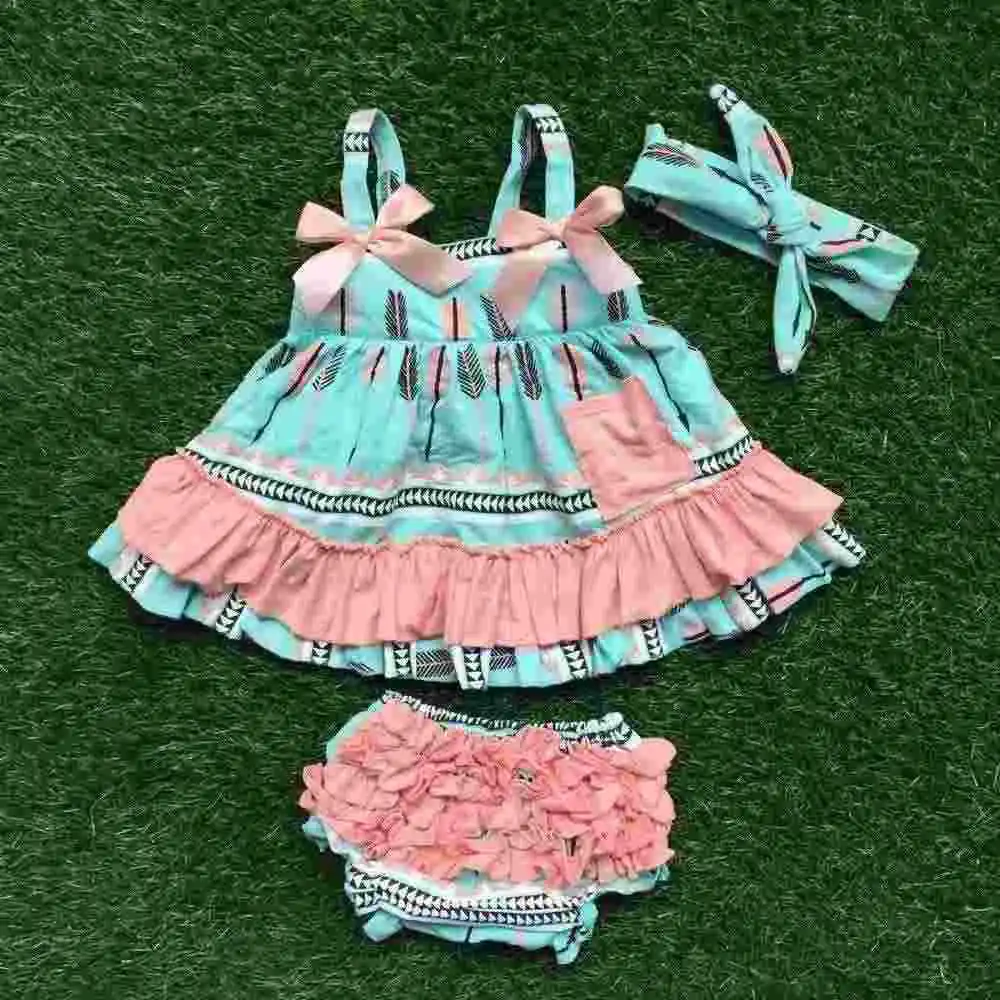 2016 baby girls clothes on the initial set of children's clothing outffits arrows on the girl's head