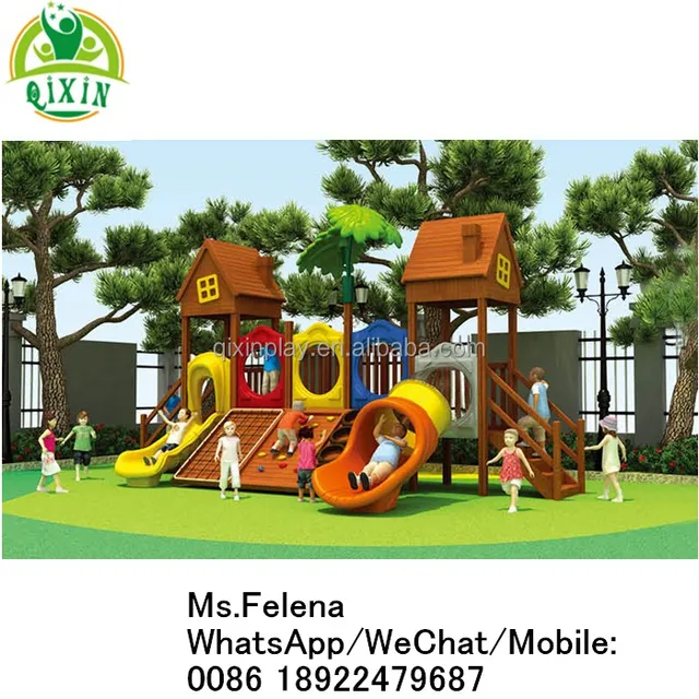 outdoor small wooden slide kindergarden natural playground for