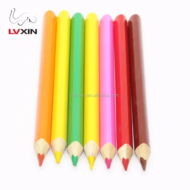 3.5" wood color small color pen with pencil sharpener, transparent plastic bucket packaging