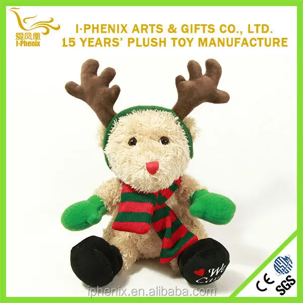 custom cute teddy bear christmas plush toy with scarf and