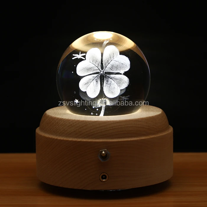 christmas decoration hand cranked rotating crystal ball music