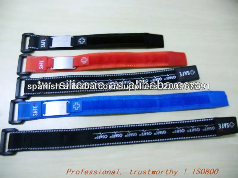 Stainless Steel Plate Velcro Medical ID BraceletBrazaletes y pulseras