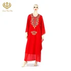 Fashion New Abaya Islamic Kaftan Dress Red Color Muslim Dress