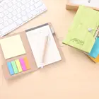 High quality wooden texture pu cover sticky notes memo pad with rubber band closure