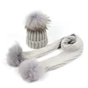 Wholesale New Design Women Customized Plain Fur Winter Scarf Hat Gloves Set
