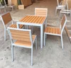 All Weather Outdoor Furniture Brushed Aluminum Dining Table Sets Plastic Teak Wood Dining Table and Chair